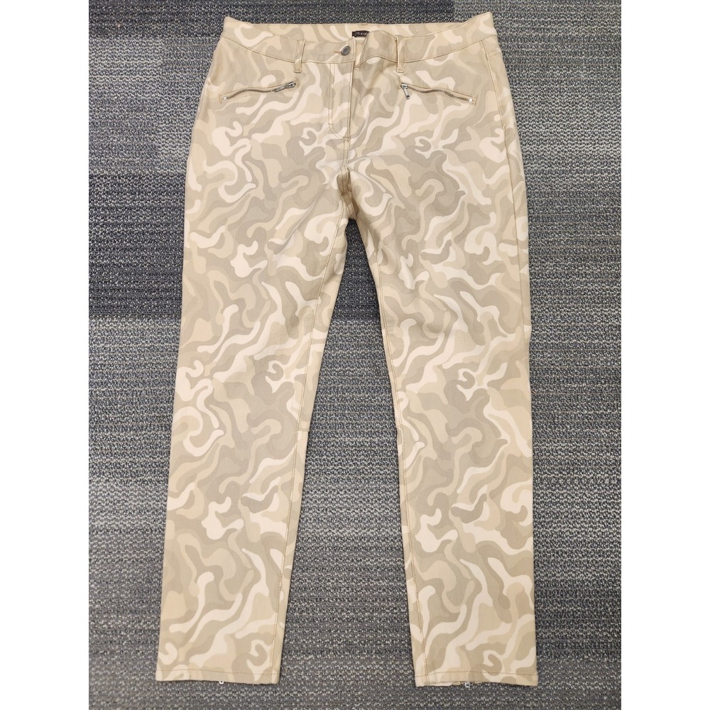 J. McLaughlin Baxter Camo‎ Zipper Leg Pants Women's Size 14 Beige Sand L251 Moto